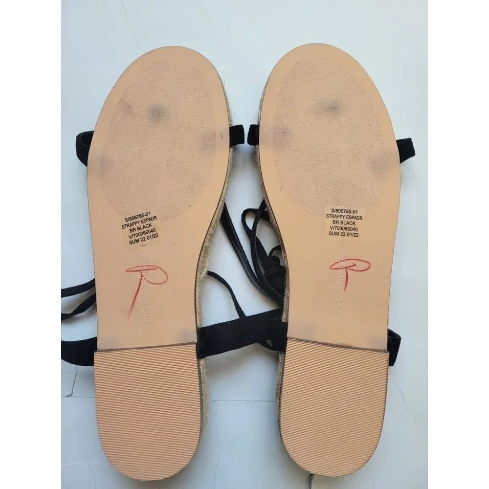 NWOT Banana Republic Leather Espadrille Gladiator Flat Sandals Size 10 Bohemian - Picture 6 of 7